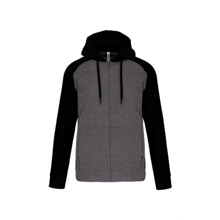 pa380grh/bl-3xl   UNISEX TWO-TONE ZIPPED HOODED FLEECE JACKET