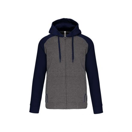 pa380grh/snv-2xl   UNISEX TWO-TONE ZIPPED HOODED FLEECE JACKET