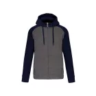 pa380grh/snv-xl   UNISEX TWO-TONE ZIPPED HOODED FLEECE JACKET