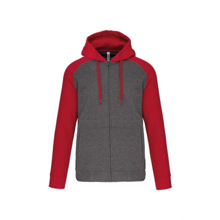 pa380grh/sre-2xl   UNISEX TWO-TONE ZIPPED HOODED FLEECE JACKET