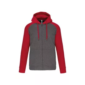   pa380grh/sre-xs   UNISEX TWO-TONE ZIPPED HOODED FLEECE JACKET