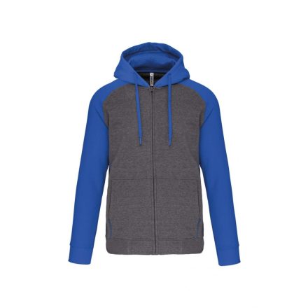 pa380grh/sro-2xl   UNISEX TWO-TONE ZIPPED HOODED FLEECE JACKET