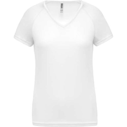 pa477wh-l   LADIES’ V-NECK SHORT SLEEVE SPORTS T-SHIRT