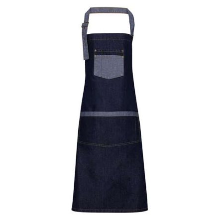 pr127id-u   'DOMAIN' CONTRAST DENIM BIB APRON