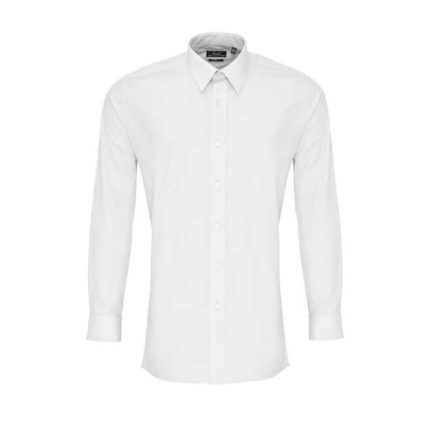 pr204wh-l   MEN’S LONG SLEEVE FITTED POPLIN SHIRT