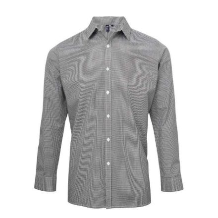 pr220bl/wh-3xl   MEN'S LONG SLEEVE GINGHAM COTTON MICROCHECK SHIRT