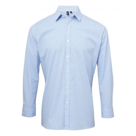 pr220lb/wh-3xl   MEN'S LONG SLEEVE GINGHAM COTTON MICROCHECK SHIRT