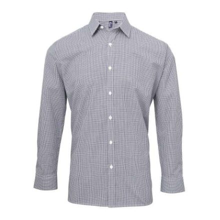 pr220nv/wh-3xl   MEN'S LONG SLEEVE GINGHAM COTTON MICROCHECK SHIRT