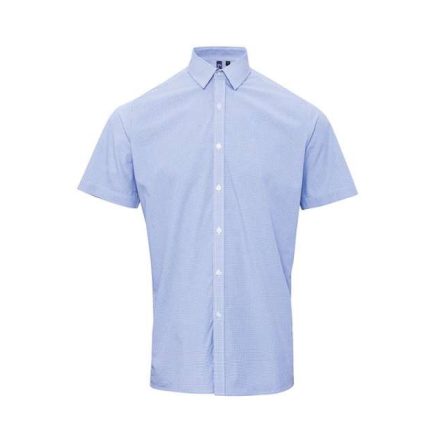 pr221lb/wh-2xl   MEN'S SHORT SLEEVE GINGHAM COTTON MICROCHECK SHIRT