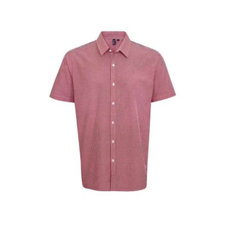 pr221re/wh-2xl   MEN'S SHORT SLEEVE GINGHAM COTTON MICROCHECK SHIRT