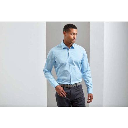 pr244pbu-l   MEN'S STRETCH-FIT COTTON POPLIN LONG SLEEVE SHIRT