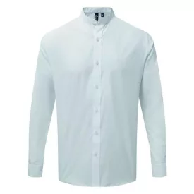   pr258wh-xs   BANDED COLLAR 'GRANDAD' LONG SLEEVE SHIRT