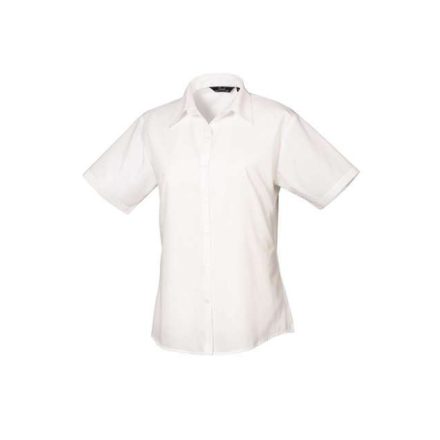 pr302wh-2xl   WOMEN'S SHORT SLEEVE POPLIN BLOUSE