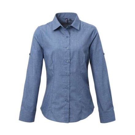 pr317id-3xl   WOMEN'S CROSS-DYE ROLL SLEEVE POPLIN BAR SHIRT