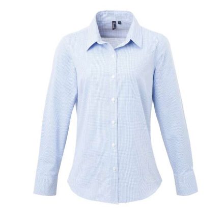 pr320lb/wh-2xl   WOMEN'S LONG SLEEVE GINGHAM MICROCHECK SHIRT