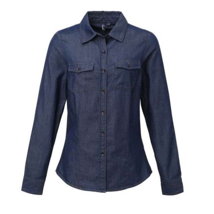 pr322id-2xl   WOMEN'S JEANS STITCH DENIM SHIRT