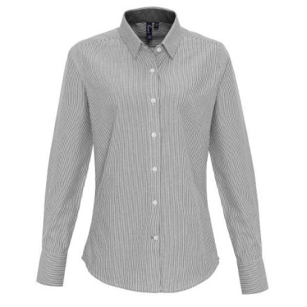 pr338wh/gr-l   WOMEN'S COTTON RICH OXFORD STRIPES SHIRT