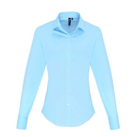 pr344pbu-3xl   WOMEN'S STRETCH-FIT COTTON POPLIN LONG SLEEVE SHIRT