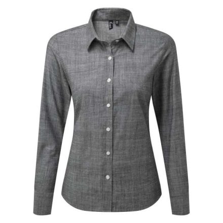 pr345gr-xs   WOMEN'S COTTON SLUB CHAMBRAY LONG SLEEVE SHIRT