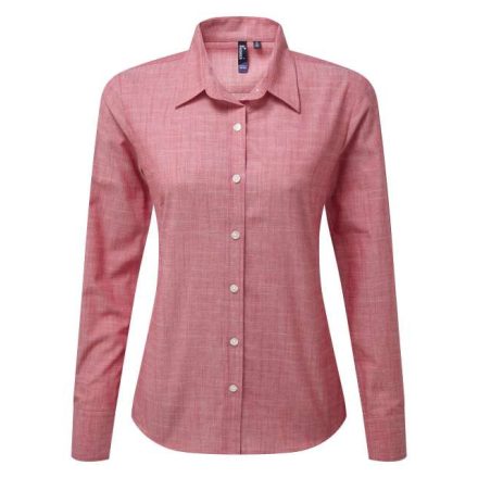 pr345re-l   WOMEN'S COTTON SLUB CHAMBRAY LONG SLEEVE SHIRT