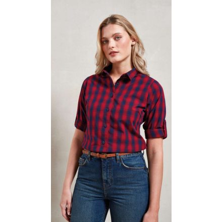 pr350re/nv-2xl   'MULLIGAN' CHECK - WOMEN'S LONG SLEEVE COTTON SHIRT