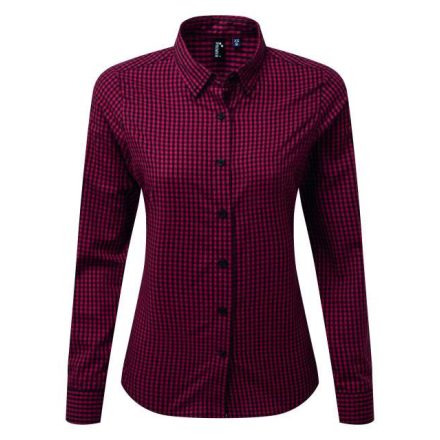 pr352bl/re-m   'MAXTON' CHECK WOMEN'S LONG SLEEVE SHIRT