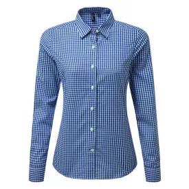   pr352nv/wh-xs   'MAXTON' CHECK WOMEN'S LONG SLEEVE SHIRT