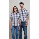 pr354bl/wh-2xl   'GINMILL' CHECK - WOMEN'S LONG SLEEVE COTTON SHIRT
