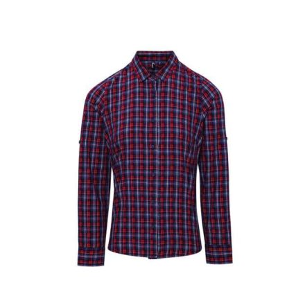 pr356nv/re-xs   'SIDEHILL' CHECK - WOMEN'S LONG SLEEVE COTTON SHIRT