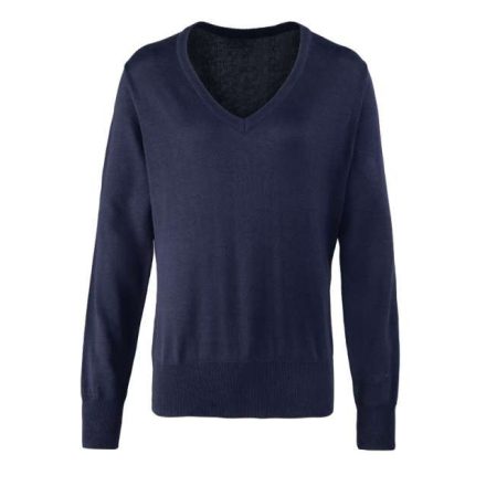 pr696nv-l   WOMEN'S KNITTED V-NECK SWEATER