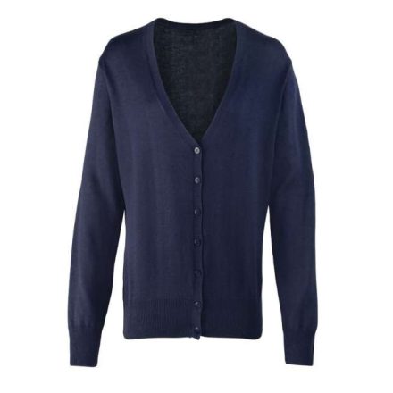 pr697nv-l   WOMEN'S BUTTON-THROUGH KNITTED CARDIGAN