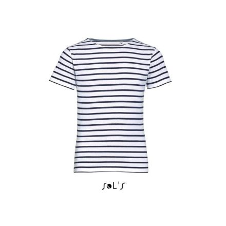 so01400wh/nv-10a   SOL'S MILES KIDS - ROUND NECK STRIPED T-SHIRT