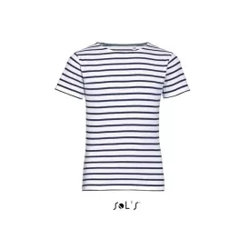   so01400wh/nv-6a   SOL'S MILES KIDS - ROUND NECK STRIPED T-SHIRT
