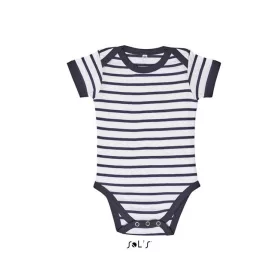   so01401wh/nv-12/18m   SOL'S MILES BABY - STRIPED BODYSUIT