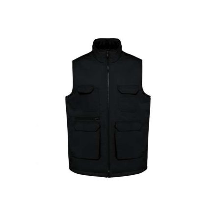 wk607bl-2xl   UNISEX PADDED MULTI-POCKET POLYCOTTON VEST